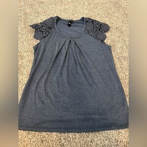 Chic Crochet Sleeve bluish Blouse